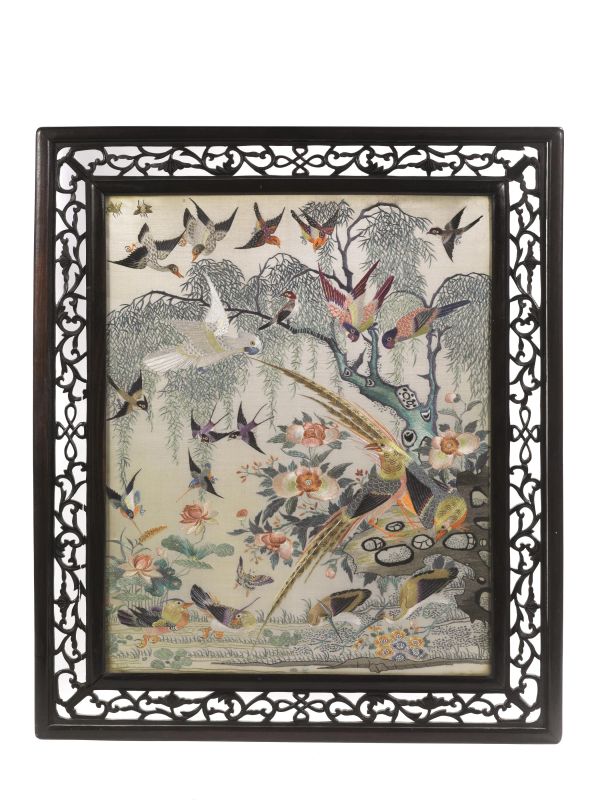 PANNELLO IN SETA, CINA, DINASTIA QING, SEC. XIX  - Auction Asian Art - Pandolfini Casa d'Aste