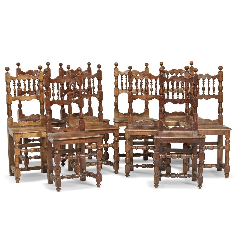 TEN TUSCAN CHAIRS, 17TH CENTURY  - Auction furniture and works of art - Pandolfini Casa d'Aste