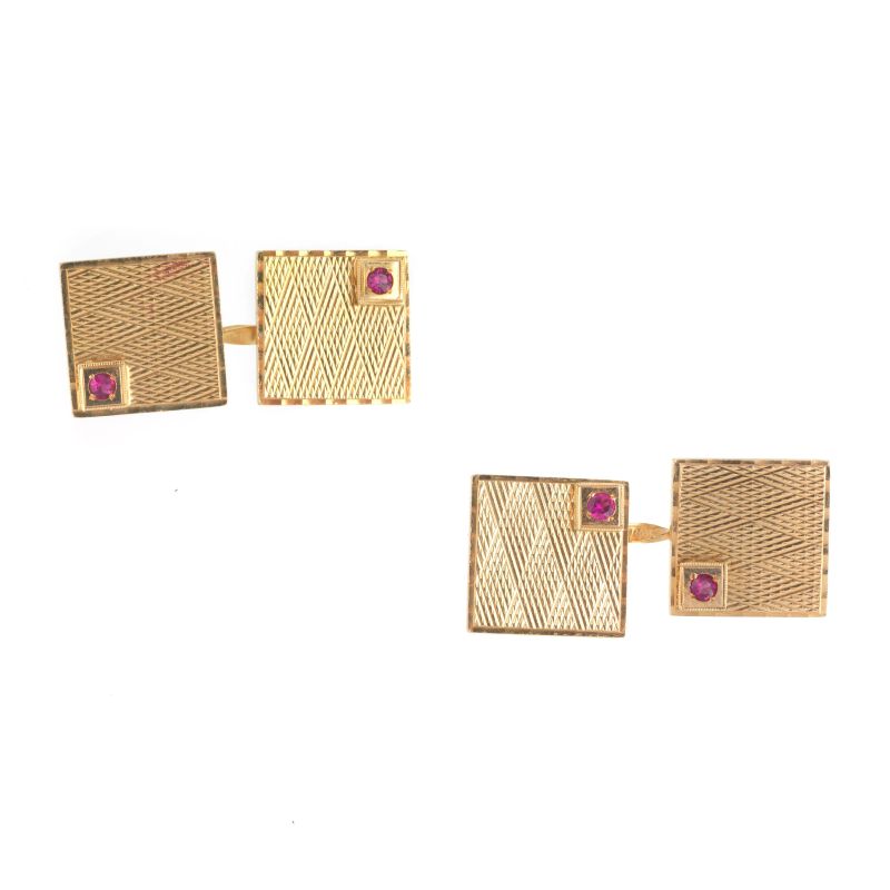 SQUARE CUFFLINKS IN 18KT YELLOW GOLD  - Auction ONLINE AUCTION | FINE JEWELS - Pandolfini Casa d'Aste