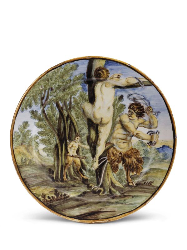 PIATTINO, CASTELLI D’ABRUZZO, AURELIO GRUE, PRIMA METÀ SECOLO XVIII  - Auction 15TH TO 18TH century PORCELAIN AND MAIOLICA - Pandolfini Casa d'Aste
