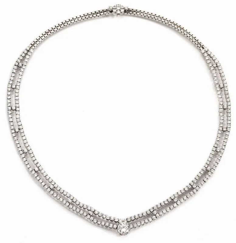 Collana in oro bianco e diamanti  - Auction Important Jewels and Watches - I - Pandolfini Casa d'Aste