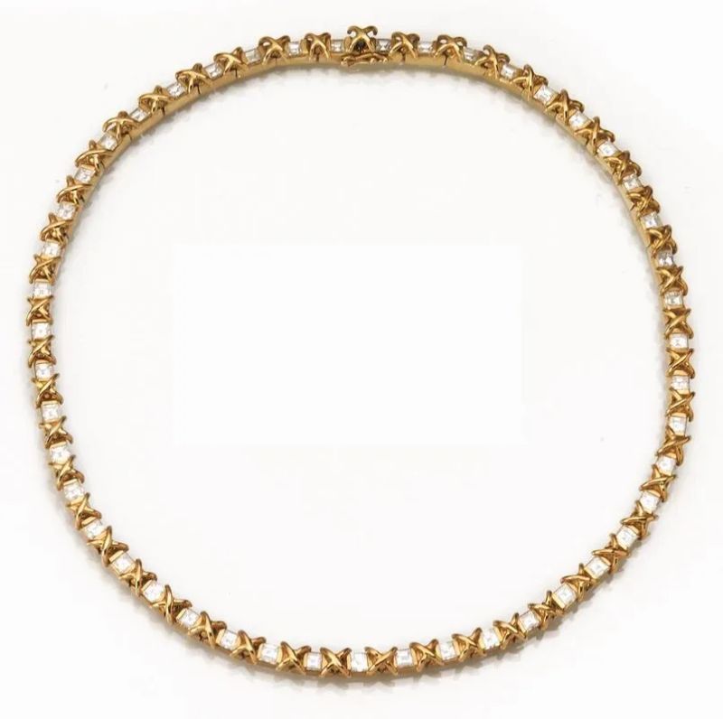 Collana in oro giallo e diamanti  - Auction Silver, jewels, watches and coins - Pandolfini Casa d'Aste