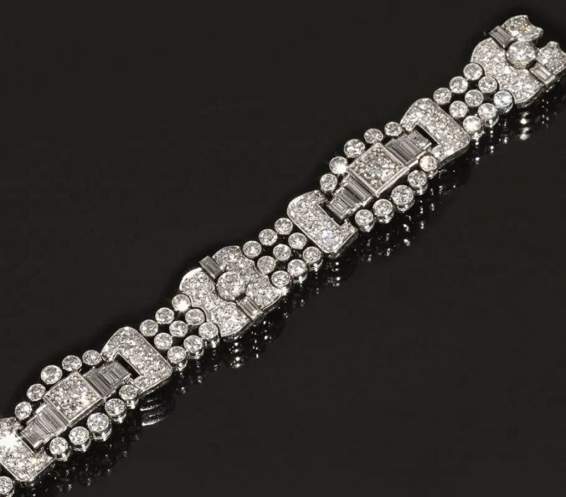 Bracciale in platino e diamanti  - Auction Important Jewels and Watches - I - Pandolfini Casa d'Aste