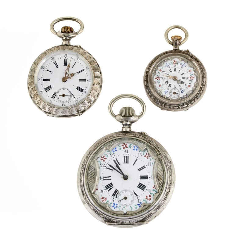 



THREE SILVER AND METAL POCKET WATCHES  - Auction WATCHES - Pandolfini Casa d'Aste