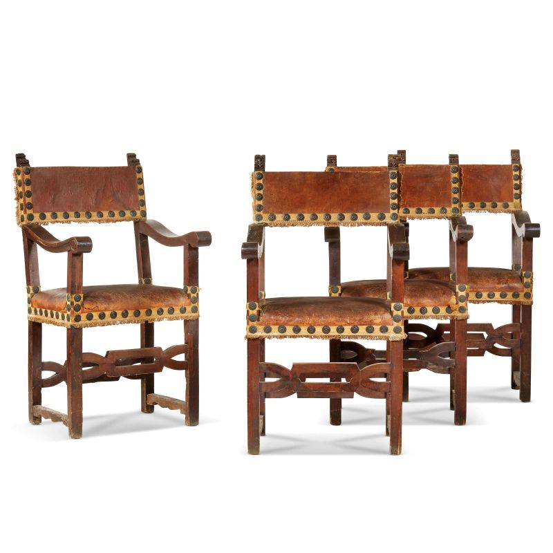 



FOUR CENTRAL ITALY ARMCHAIRS, 17TH CENTURY  - Auction FURNITURE, WORKS OF ART AND MAJOLICA - Pandolfini Casa d'Aste