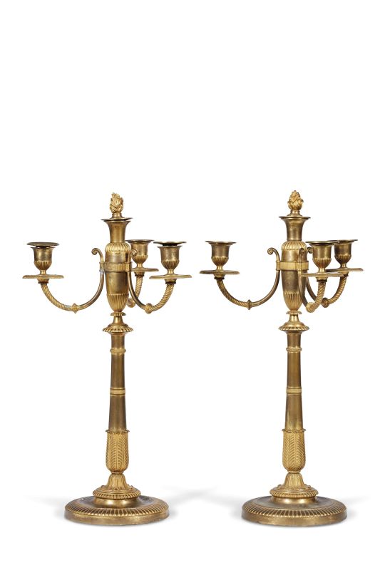 COPPIA DI CANDELABRI, FRANCIA, SECONDA MET&Agrave; SECOLO XIX  - Auction International fine art - Pandolfini Casa d'Aste