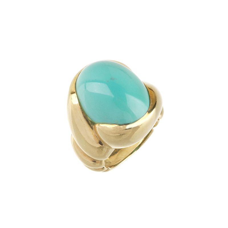 TURQUOISE RING IN 18KT YELLOW GOLD  - Auction ONLINE AUCTION | THE ART OF JEWELLERY - Pandolfini Casa d'Aste