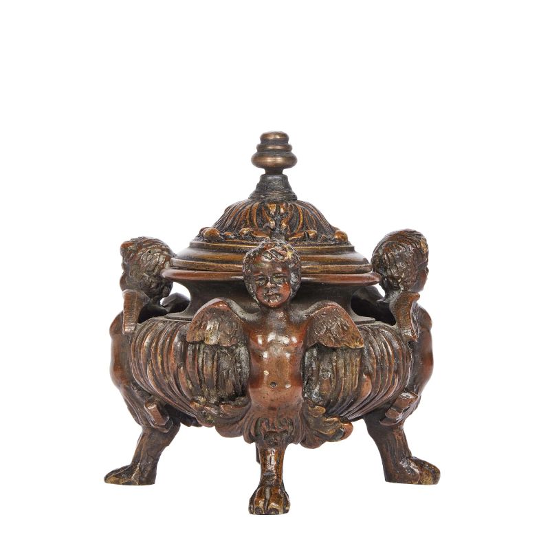 Venetian, 19th century, An Inkwell, patinated bronze  - Auction PLAQUETS, MEDALS, BRONZETS - Pandolfini Casa d'Aste