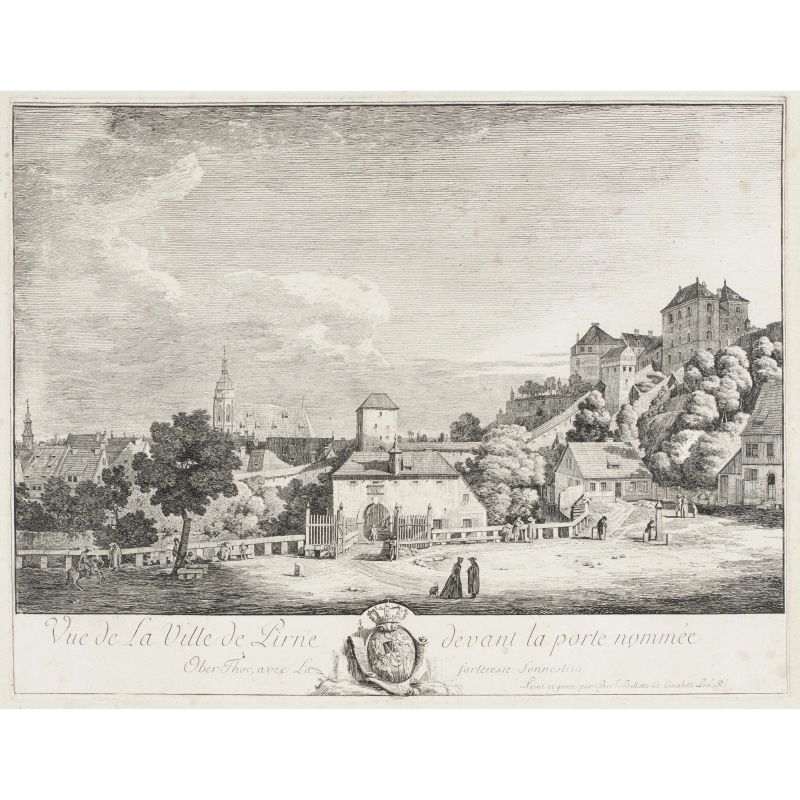 Bellotto, Bernardo. Vue de la ville de Pirnae. Circa 1760.  - Asta LIBRI, MANOSCRITTI, AUTOGRAFI E STAMPE - Pandolfini Casa d'Aste