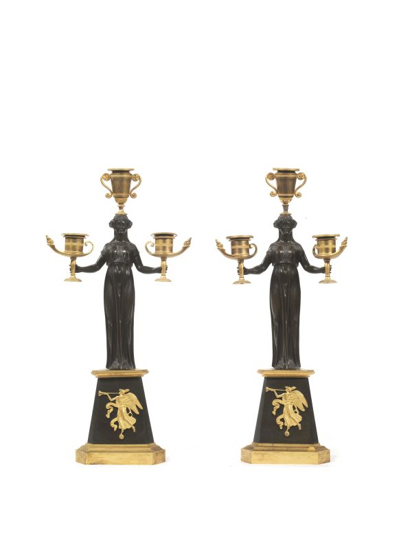 COPPIA DI CANDELABRI, FRANCIA, INIZI SECOLO XIX  - Auction FOUR CENTURIES OF STYLE BETWEEN ITALY AND FRANCE - Pandolfini Casa d'Aste