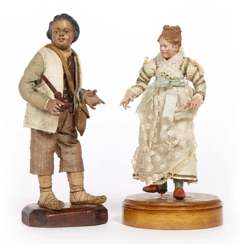 A PAIR OF YOUNG FIGURES, NAPLES, 18TH/19TH CENTURIES  - Auction ONLINE AUCTION | NEAPOLITAN NATIVITY SHEPHERDS FROM AN IMPORTANT TUSCAN COLLECTION - Pandolfini Casa d'Aste
