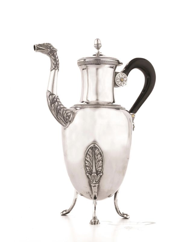 CAFFETTIERA, TORINO 1810 CIRCA, ARGENTIERE GIUSEPPE BALBINO, SAGGIATORE GIUSEPPE VERNONI  - Auction Fine silver, Coins and Medals, Books - Pandolfini Casa d'Aste