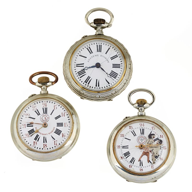 



THREE METAL ROSKOPF POCKET WATCHES  - Auction WATCHES - Pandolfini Casa d'Aste