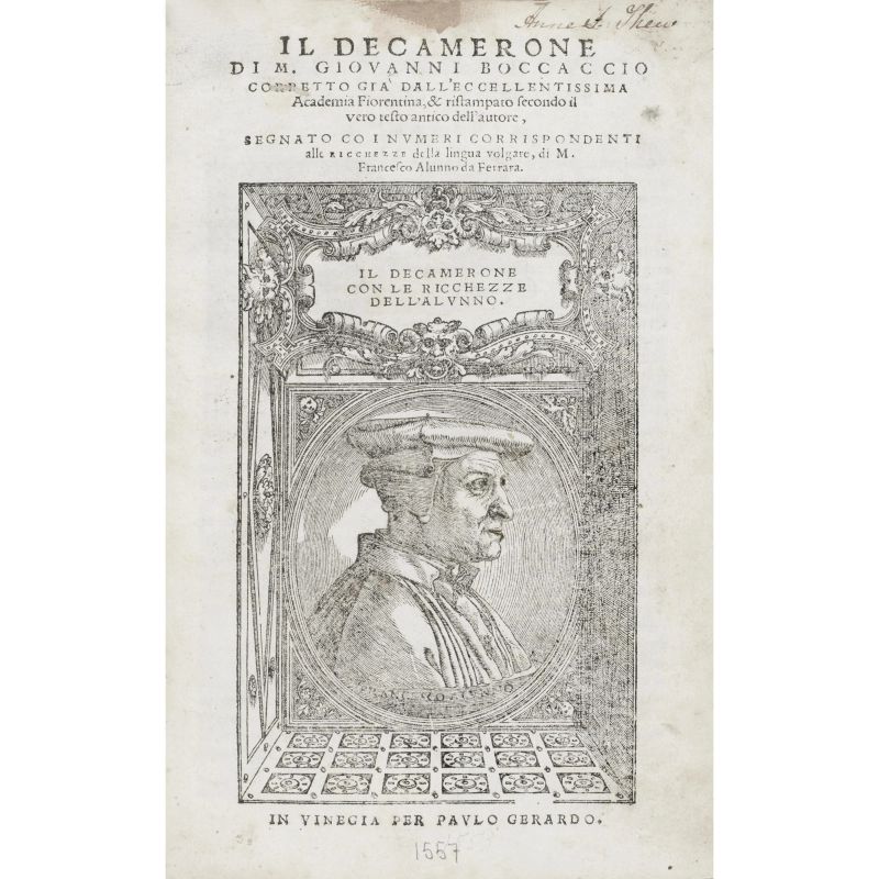 Boccaccio, Giovanni. Il Decamerone. Venezia, per Gherardo, [1557].  - Asta LIBRI, MANOSCRITTI, AUTOGRAFI E STAMPE - Pandolfini Casa d'Aste