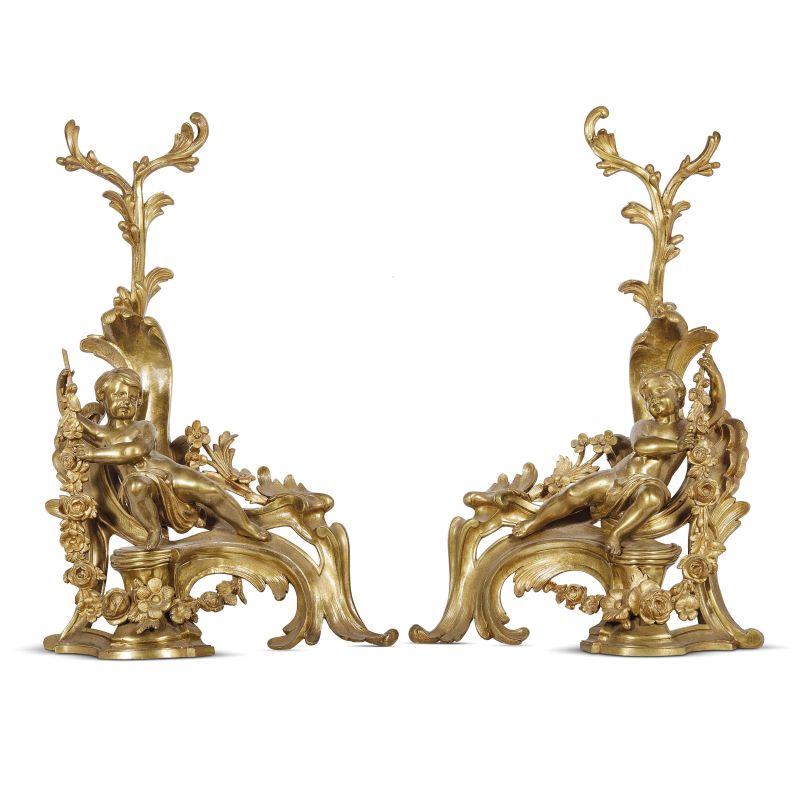 A PAIR OF FRENCH CHENETS, 19TH CENTURY  - Auction FURNITURE, OBJECTS OF ART AND SCULPTURES FROM PRIVATE COLLECTIONS - Pandolfini Casa d'Aste