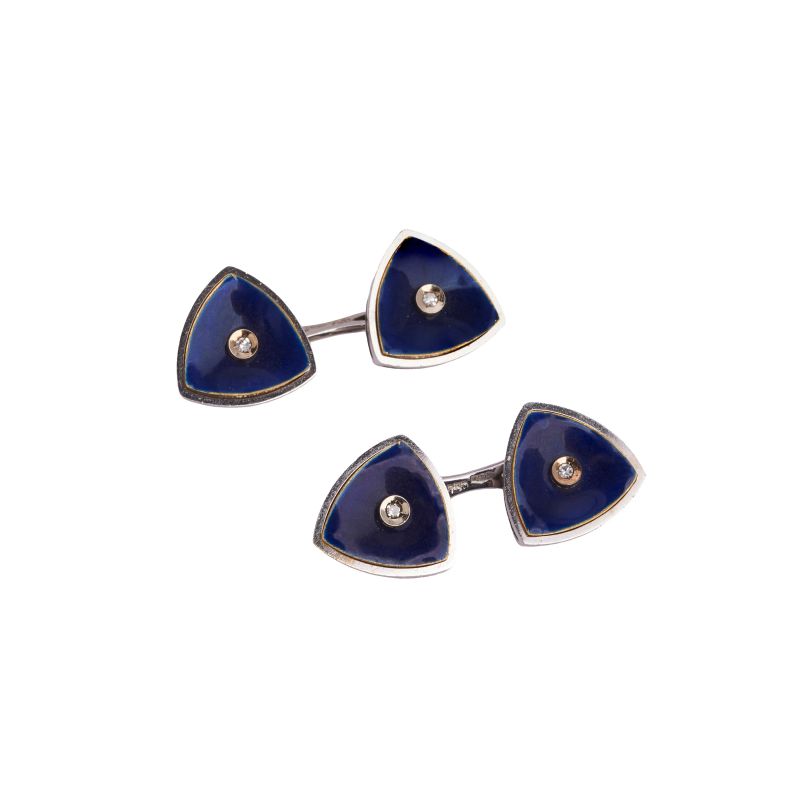 



GEOMETRIC ENAMELLED CUFFLINKS IN 18KT TWO TONE GOLD  - Auction JEWELS - Pandolfini Casa d'Aste