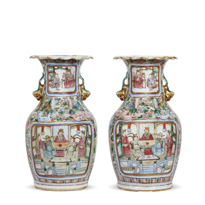 A PAIR OF TWO CANTON VASES, CHINA, QING DYNASTY, 19TH CENTURY  - Auction Asian Art  东方艺术 - Pandolfini Casa d'Aste