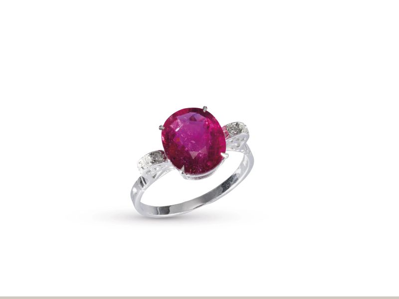 ANELLO IN PLATINO E ORO CON RUBELLITE  - Auction FINE JEWELS - Pandolfini Casa d'Aste