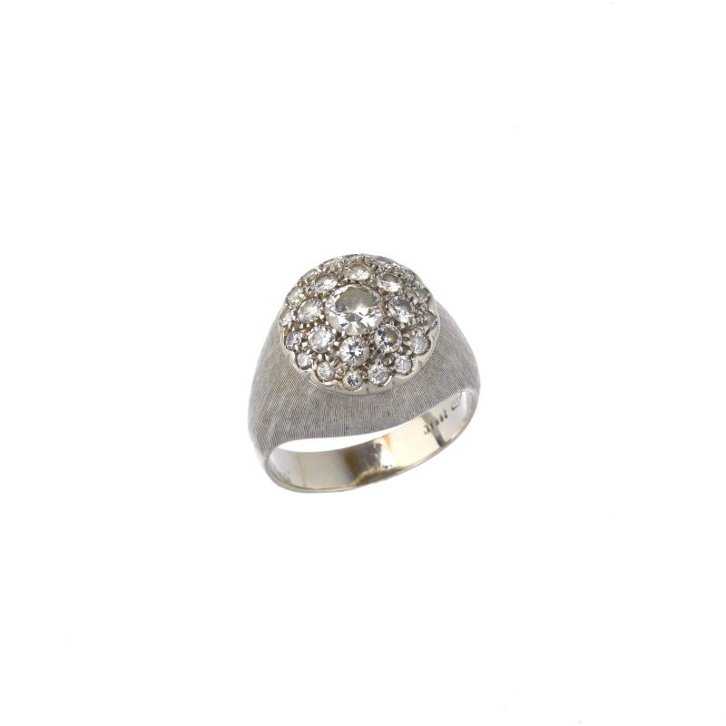 DIAMOND CHEVALIER RING IN 18KT WHITE GOLD  - Auction JEWELS - Pandolfini Casa d'Aste