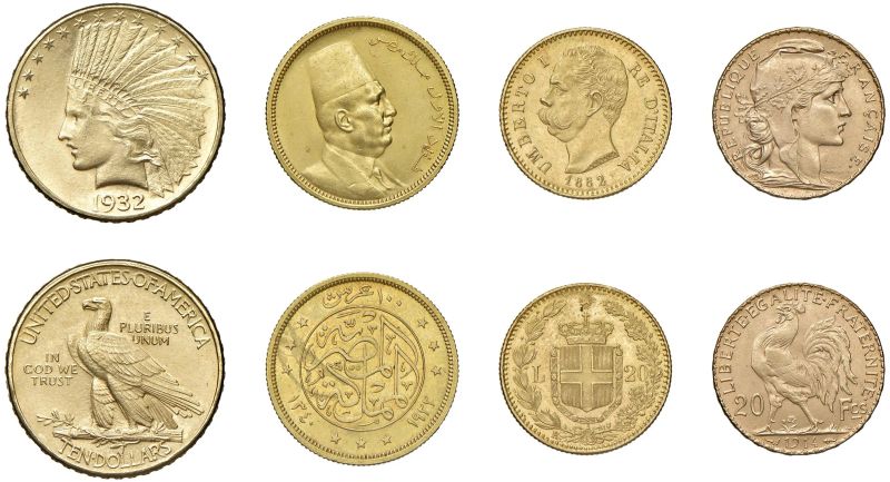 VARI STATI. QUATTRO MONETE IN ORO  - Auction VENETIAN MEDALS. FOREIGN GOLD MEDALS AND COINS - Pandolfini Casa d'Aste