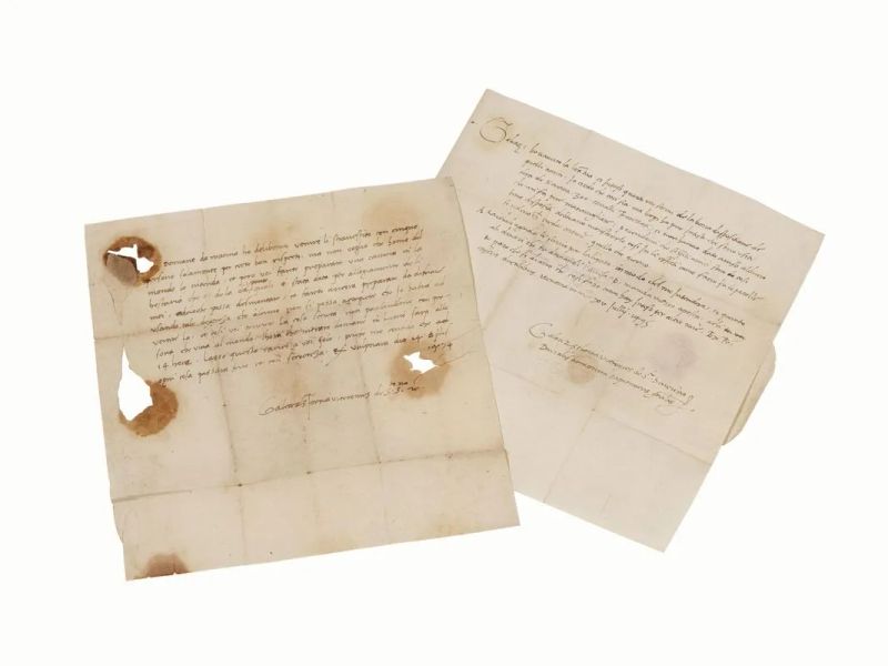 GALEAZZO DA SANSEVERINO (1458-1525). Insieme di 2 lettere  - Auction Prints and Drawings from XVI to XX century - Books and Autographs - Pandolfini Casa d'Aste