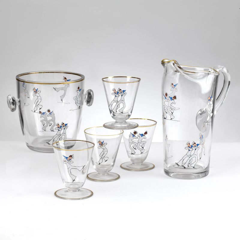 Set composto da brocca, portaghiaccio e quattro bicchierini  - Asta Asta a tempo | Design e arti decorative del '900 - Pandolfini Casa d'Aste