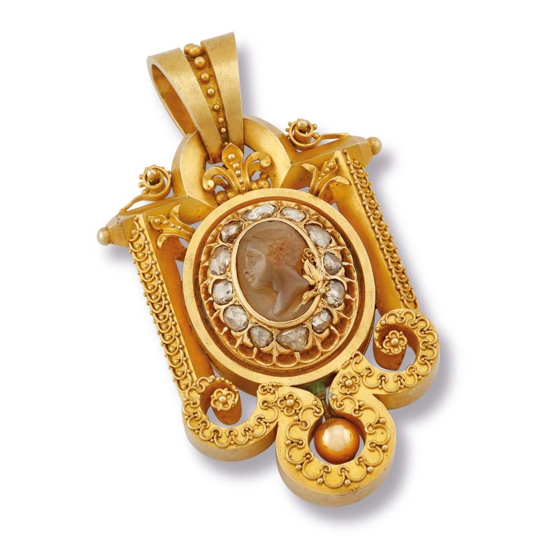 



CHALCEDONY CAMEO PENDANT IN 18KT YELLOW GOLD  - Auction JEWELS - Pandolfini Casa d'Aste