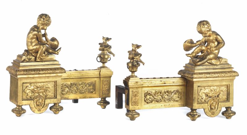      COPPIA DI ALARI, FRANCIA, PERIODO LUIGI XVI   - Auction European furniture and works of art - Pandolfini Casa d'Aste