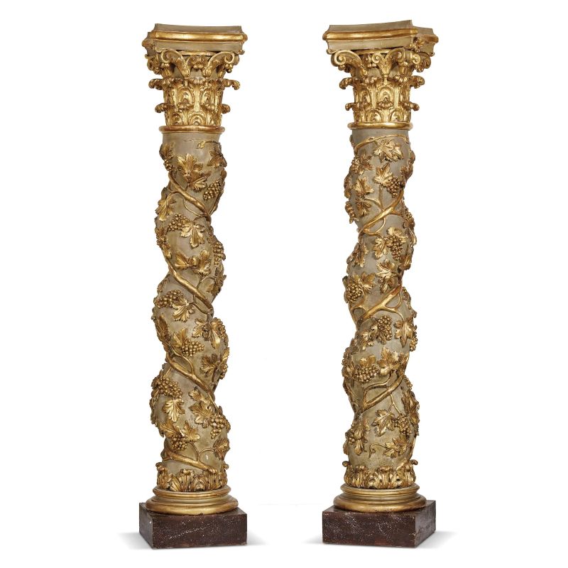 A PAIR OF 17TH CENTURY-STYLE ROMAN COLUMNS  - Auction INTERNATIONAL FINE ART AND AN IMPORTANT COLLECTION OF PENDULES “AU BON SAUVAGE” - Pandolfini Casa d'Aste