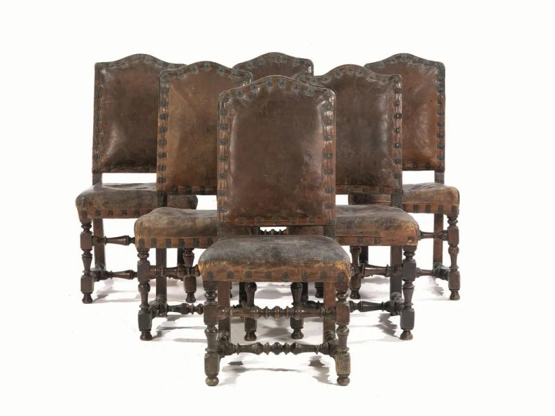 SEI SEDIE, LOMBARDIA, SECOLO XVII  - Auction Important Furniture and Works of Art - Pandolfini Casa d'Aste