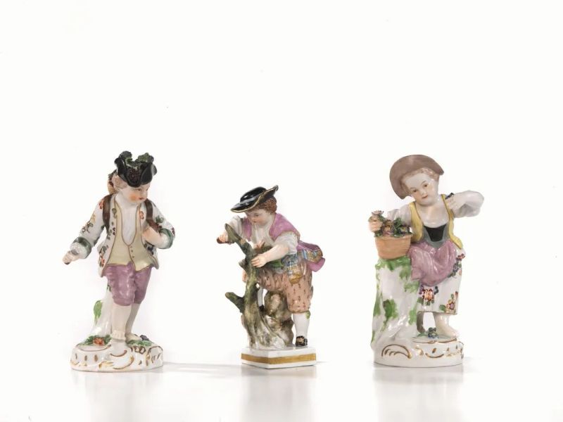 TRE FIGURE, MANIFATTURA DI MEISSEN E DI LUDWIGSBURG, SECOLO XIX  - Auction Important Furniture and Works of Art, Porcelain and Maiolica - Pandolfini Casa d'Aste