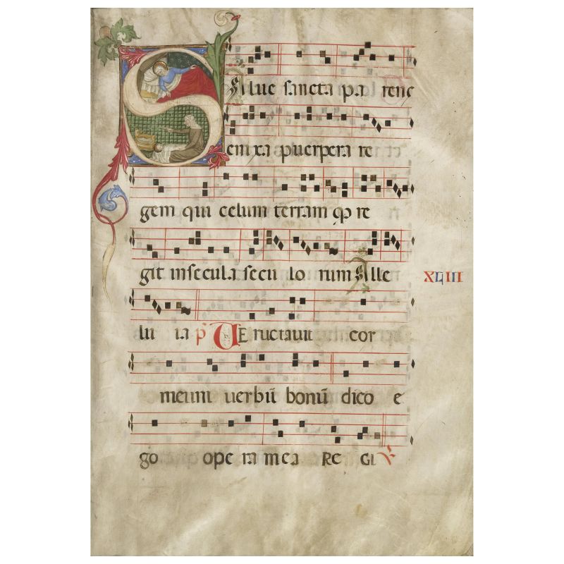 Illuminated initial on vellum  - Auction BOOKS, MANUSCRIPTS AND AUTOGRAPHS - Pandolfini Casa d'Aste