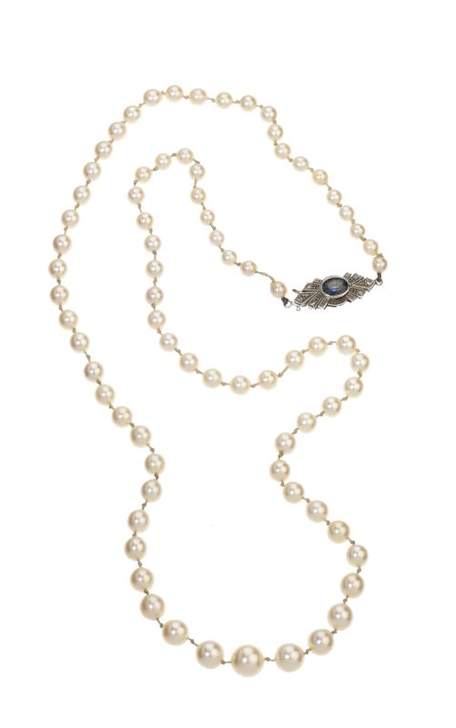 COLLANA DI PERLE IN ORO BIANCO E ZAFFIRO  - Auction TIMED AUCTION I JEWELS, WATCHES, PENS AND SILVER - Pandolfini Casa d'Aste