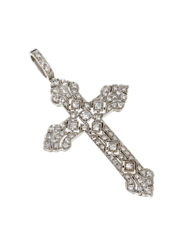 DIRCE REPOSSI PENDENTE A CROCE IN ORO BIANCO E DIAMANTI  - Auction TIMED AUCTION I JEWELS, WATCHES, PENS AND SILVER - Pandolfini Casa d'Aste