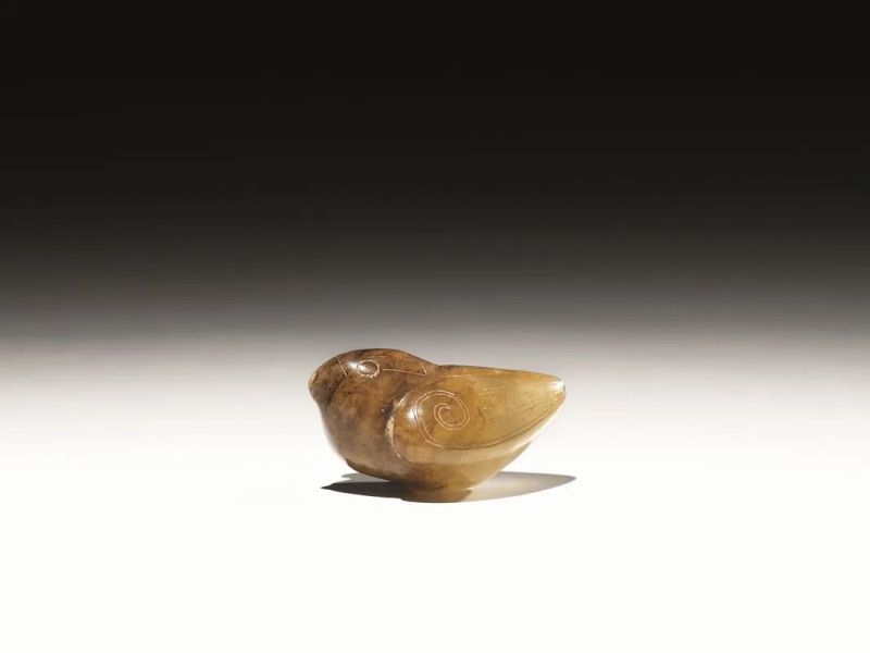 Piccolo intaglio&nbsp; Cina sec. XX, in agata modellato nella forma di piccolo  - Auction Asian Art - Pandolfini Casa d'Aste