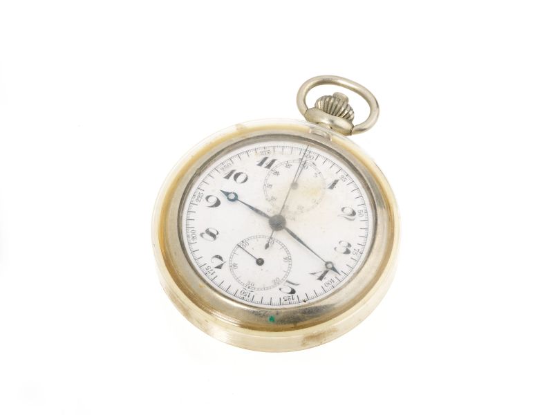 VEGLIA OROLOGIO DA TASCA CRONOGRAFO IN METALLO  - Asta Gioielli, orologi da polso e da tasca, penne e argenti - Pandolfini Casa d'Aste