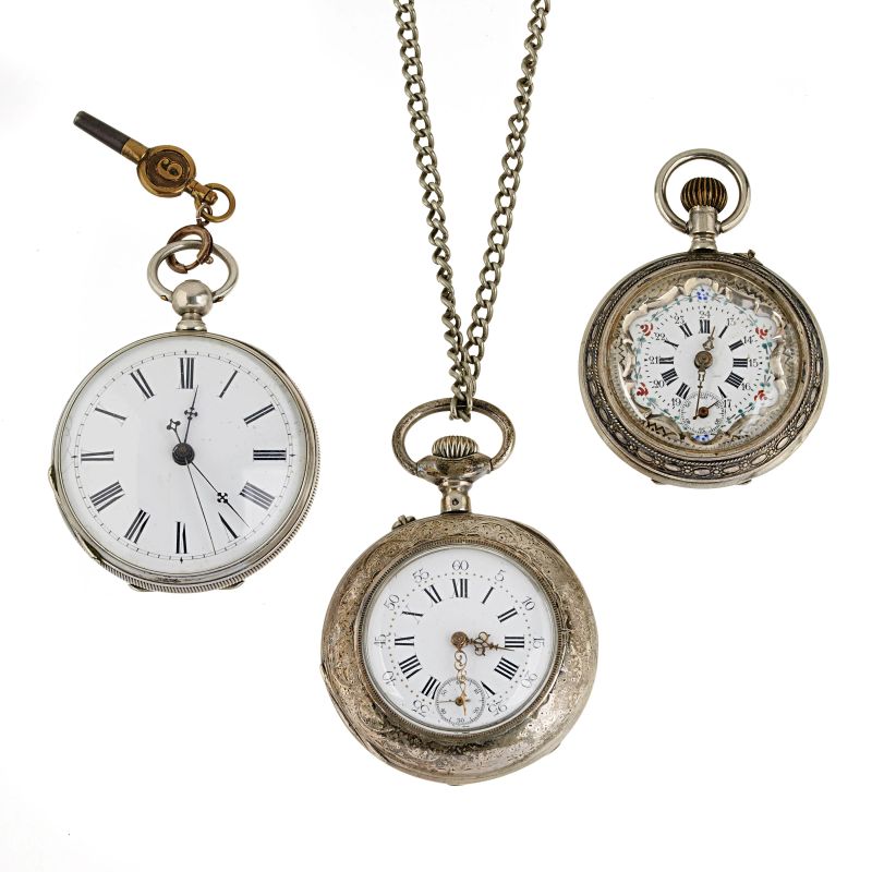 



THREE METAL AND SILVER POCKET WATCHES  - Auction WATCHES - Pandolfini Casa d'Aste