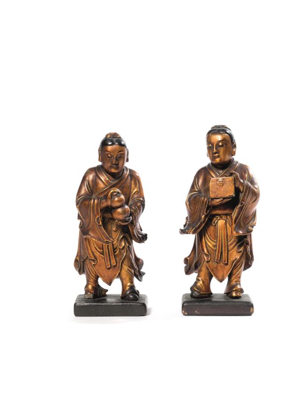 COPPIA DI FIGURE, CINA, TARDA DINASTIA QING, SECC. XIX-XX  - Auction Asian Art - Pandolfini Casa d'Aste