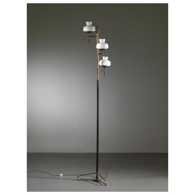 FLOOR LAMP, METAL STRUCTURE, GLASS LAMPSHADES  - Auction 20th CENTURY DESIGN - Pandolfini Casa d'Aste