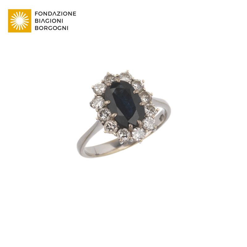 SAPPHIRE AND DIAMOND RING IN 18KT WHITE GOLD  - Auction ONLINE AUCTION | JEWELS - Pandolfini Casa d'Aste