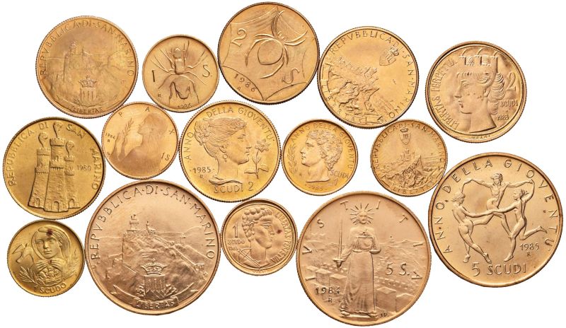 SAN MARINO NUOVA MONETAZIONE IN LIRE E SCUDI DAL 1972, LOTTO DI MONETE E MEDAGLIE COMMEMORATIVE IN ORO, ARGENTO E LEGA  - Auction Coins and Medals - Pandolfini Casa d'Aste