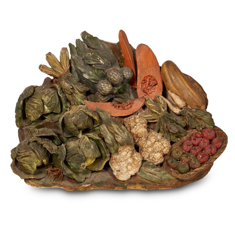 



A LARGE COMPOSITION OF VEGETABLES, NAPLES, 19TH CENTURY  - Auction NEAPOLITAN NATIVITY SHEPHERDS - Pandolfini Casa d'Aste