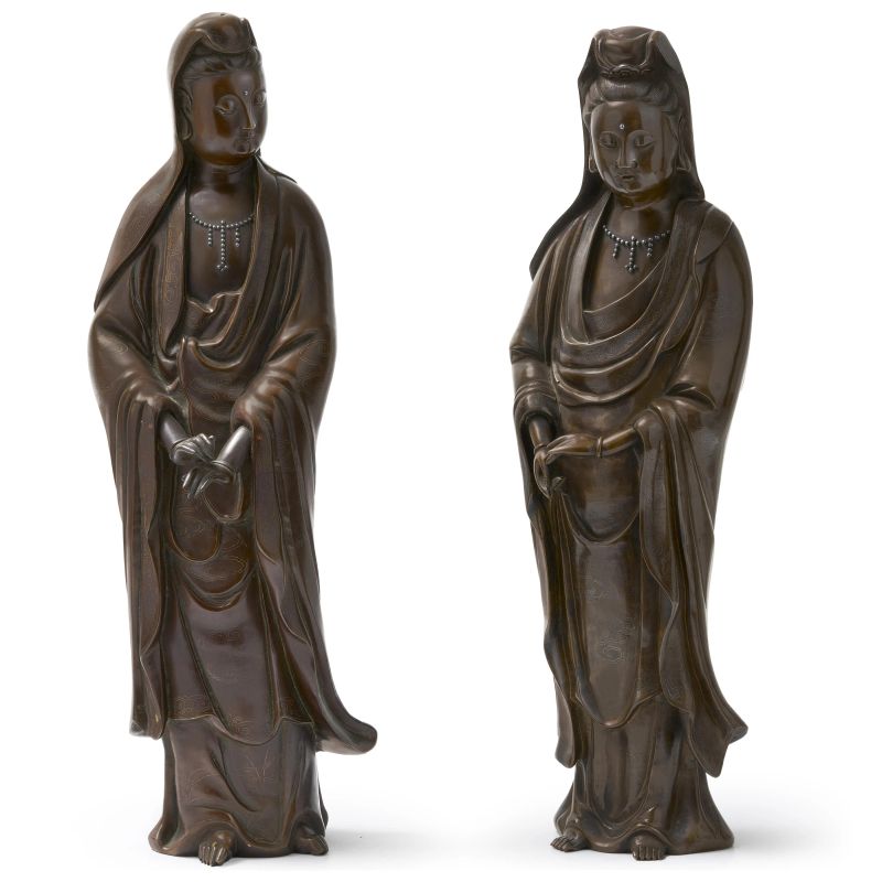 



TWO BRONZE FIGURES OF GUANYIN WITH SHISOU MARK, CHINA, LATE QING DYNASTY, 20TH CENTURY  - Asta Arte Orientale | 东方艺术 - Pandolfini Casa d'Aste