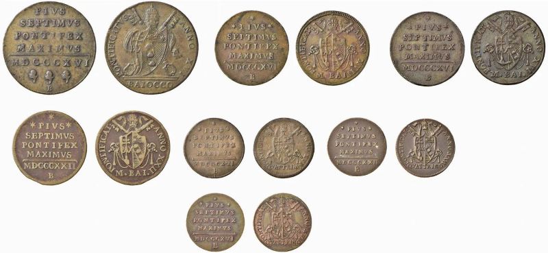 PIO VII (GREGORIO CHIARAMONTI 1800 - 1823), 7 MONETE  - Auction Collectible coins and medals. From the Middle Ages to the 20th century. - Pandolfini Casa d'Aste