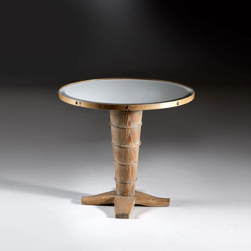 LOW TABLE, WOODEN STRUCTURE, MIRRORED TOP, METAL DETAILS   - Auction SPOTLIGHT DESIGN - Pandolfini Casa d'Aste