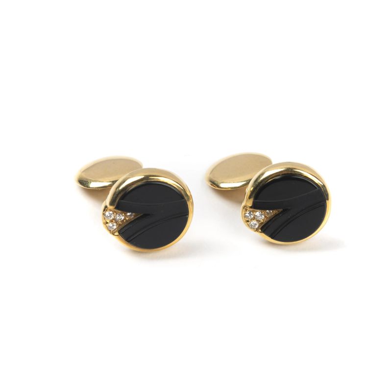 



ONYX AND DIAMOND CUFFLINKS IN 18KT YELLOW GOLD  - Auction JEWELS - Pandolfini Casa d'Aste