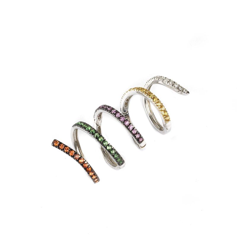 SYNTHETIC STONE SPIRAL RING IN 18KT WHITE GOLD  - Auction ONLINE AUCTION | JEWELS - Pandolfini Casa d'Aste
