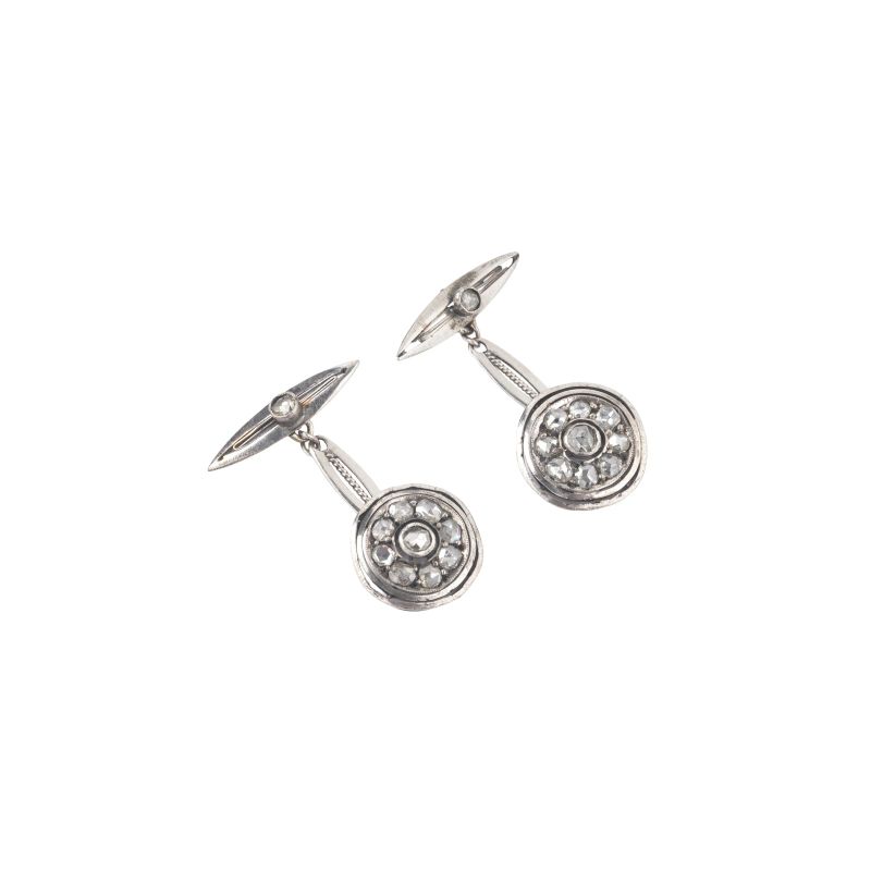 ROSE CUT DIAMOND PAIR OF CUFFLINKS IN 18KT WHITE GOLD  - Auction ARCADE |  JEWELS - Pandolfini Casa d'Aste