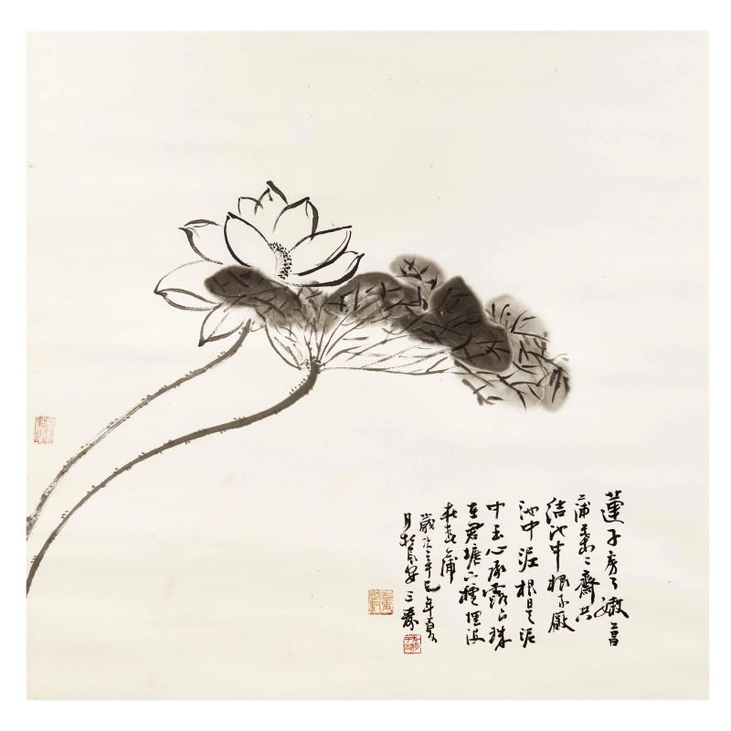 A PAINTING OF LOTUS FLOWER ON SILK, CHINA, 19TH-20TH CENTURY  - Asta Arte Orientale  东方艺术 - Pandolfini Casa d'Aste