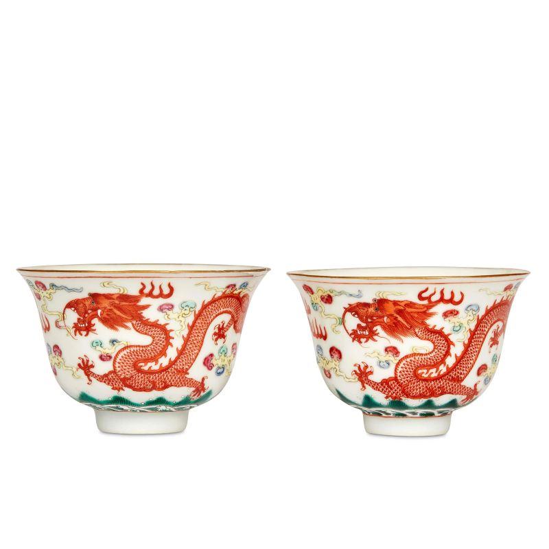 



COPPIA DI TAZZINE CON DRAGO ROSSO, CINA, PERIODO REPUBBLICA, SEC. XX  - Asta Arte Orientale | 东方艺术 - Pandolfini Casa d'Aste
